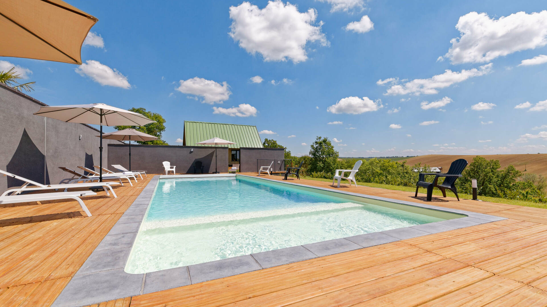 Swimming Pool, Gite La Maison Bleue, Savignac-Mona, Lombez, Samatan, Savès, Gascogne, Gers, France